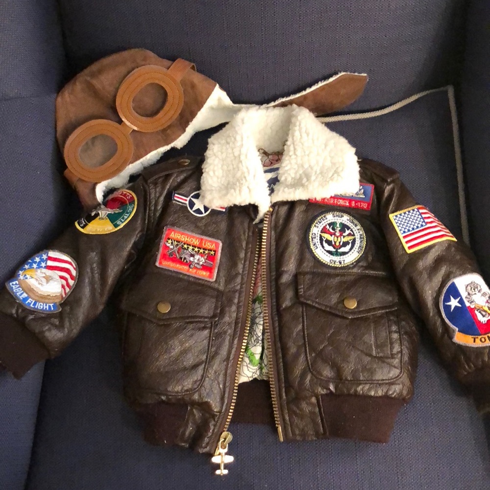 Toddler bomber jacket and aviator hat